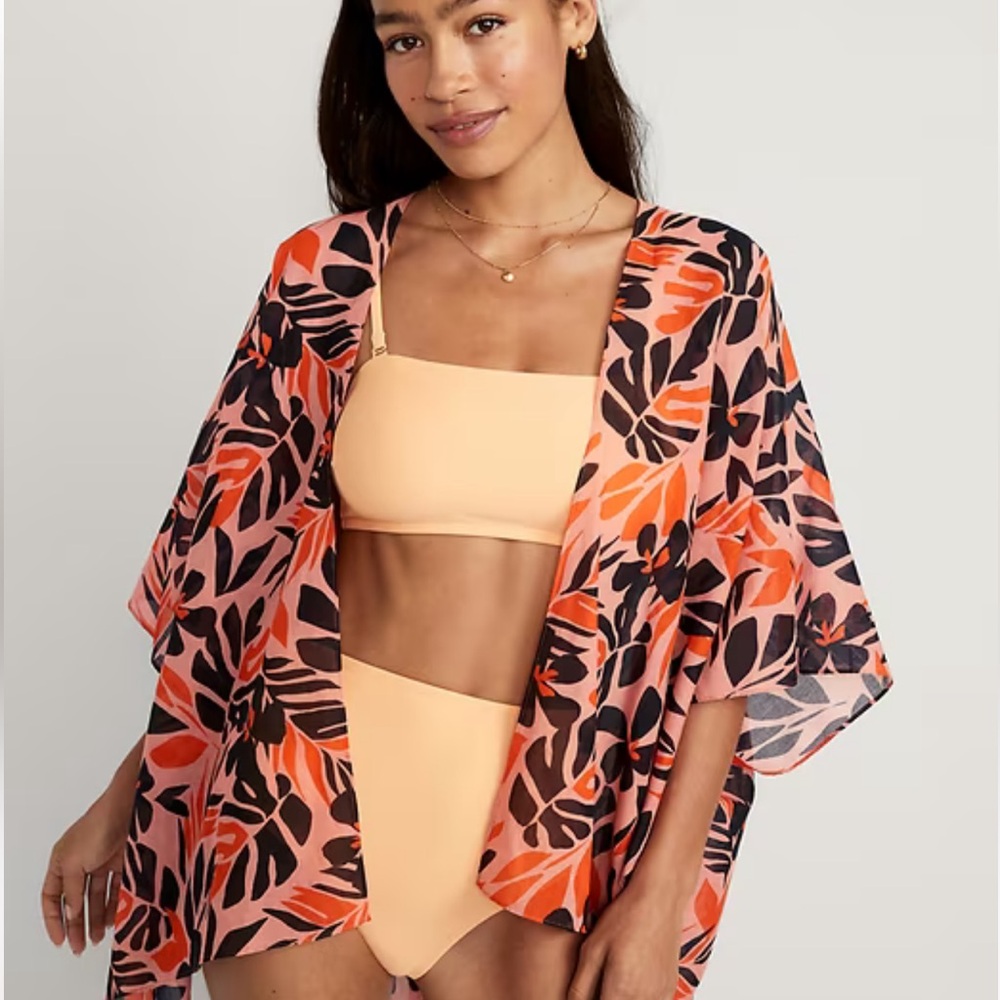 Old Navy Orange and Black Swim Coverup